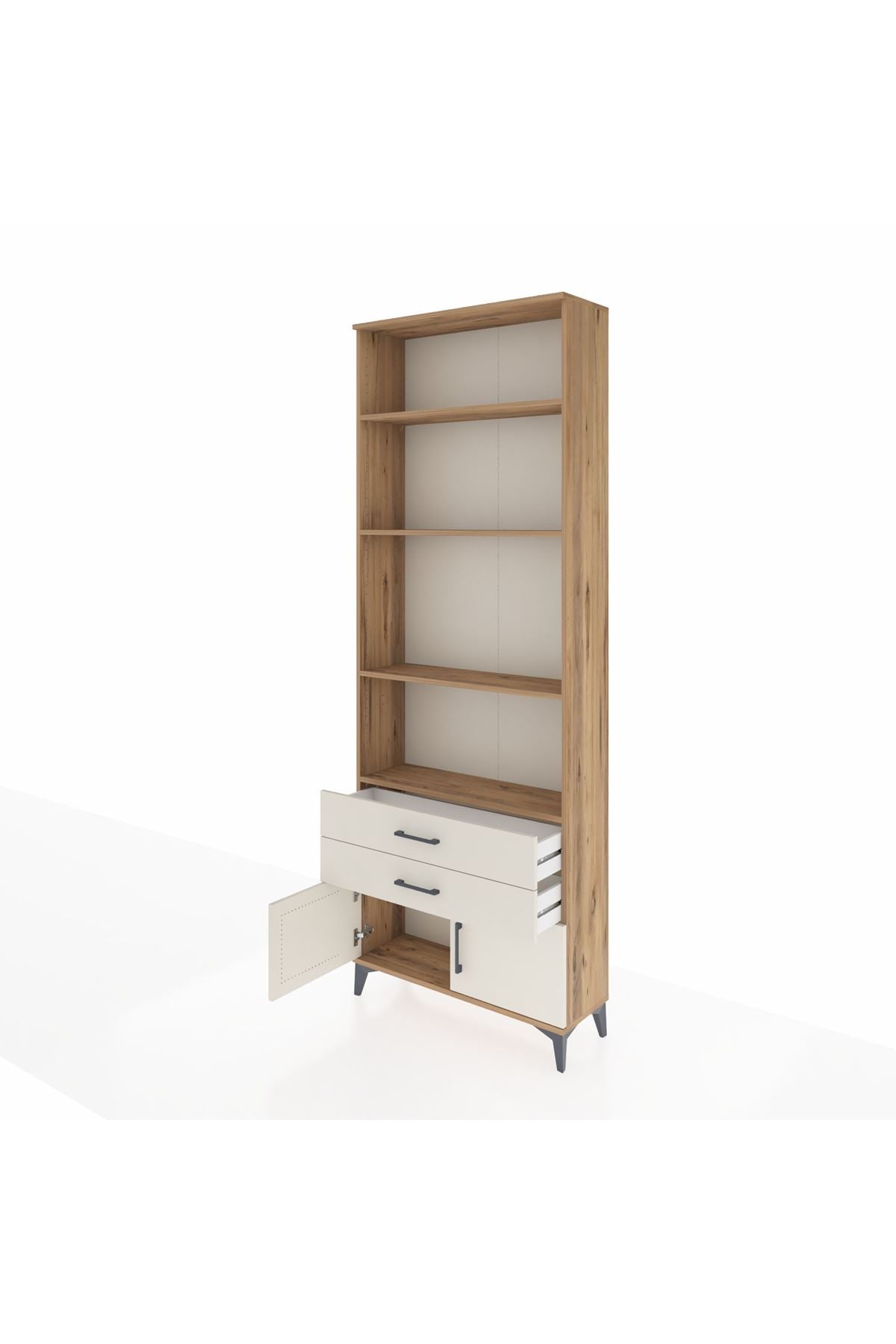 Arges Dolap 4 Raflı 2 Çekmeceli 2 Kapaklı 88x30x243 Çam-Aytaşı