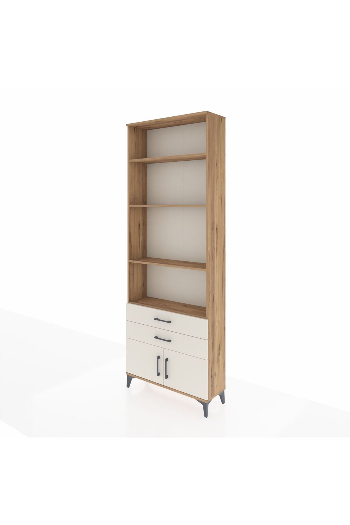 Arges Dolap 4 Raflı 2 Çekmeceli 2 Kapaklı 88x30x243 Çam-Aytaşı