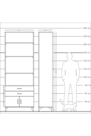 Arges Dolap 4 Raflı 2 Çekmeceli 2 Kapaklı 88x30x243 Çam-Aytaşı