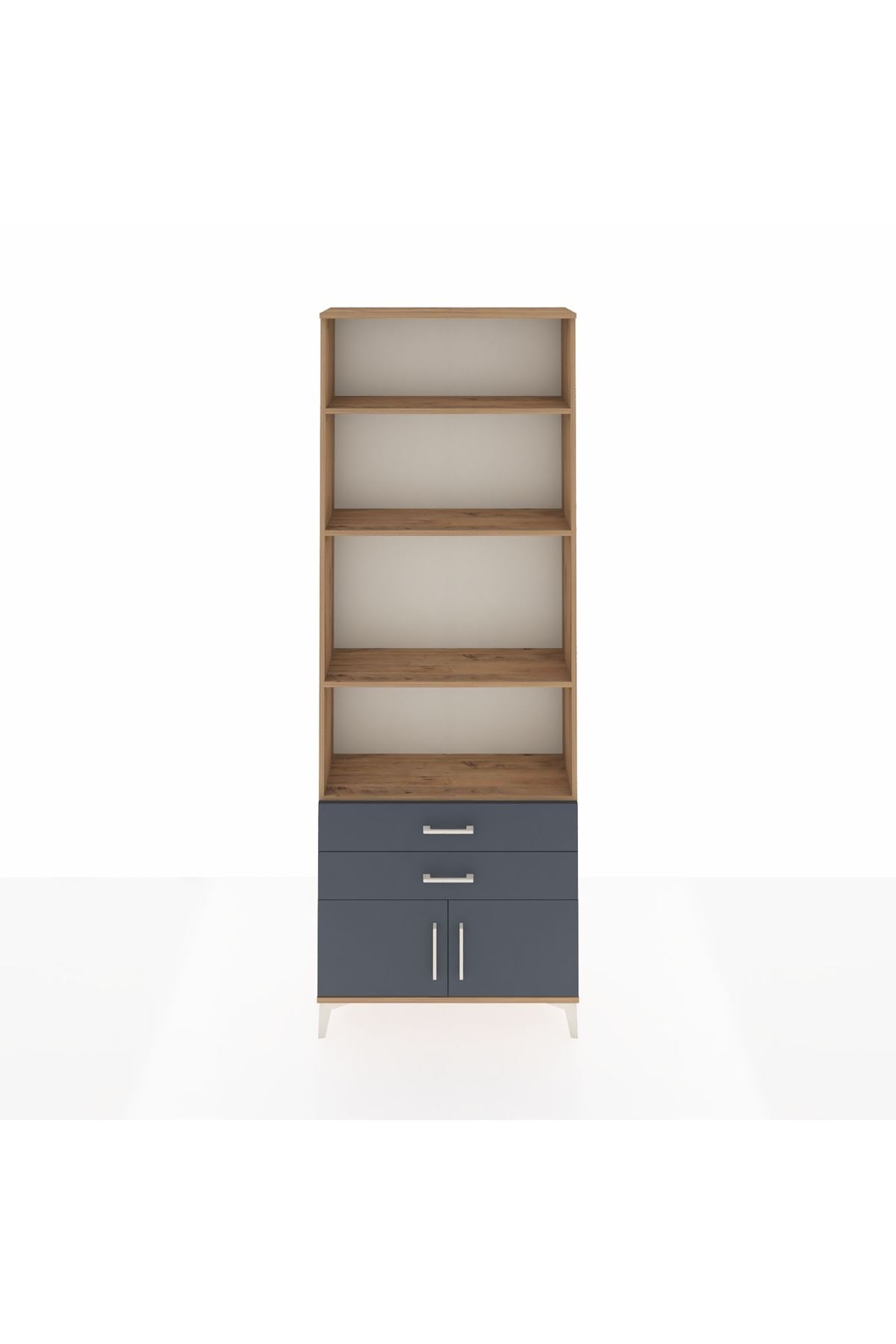 Arges Dolap 4 Raflı 2 Çekmeceli 2 Kapaklı 88x30x243 Çam-Antrasit