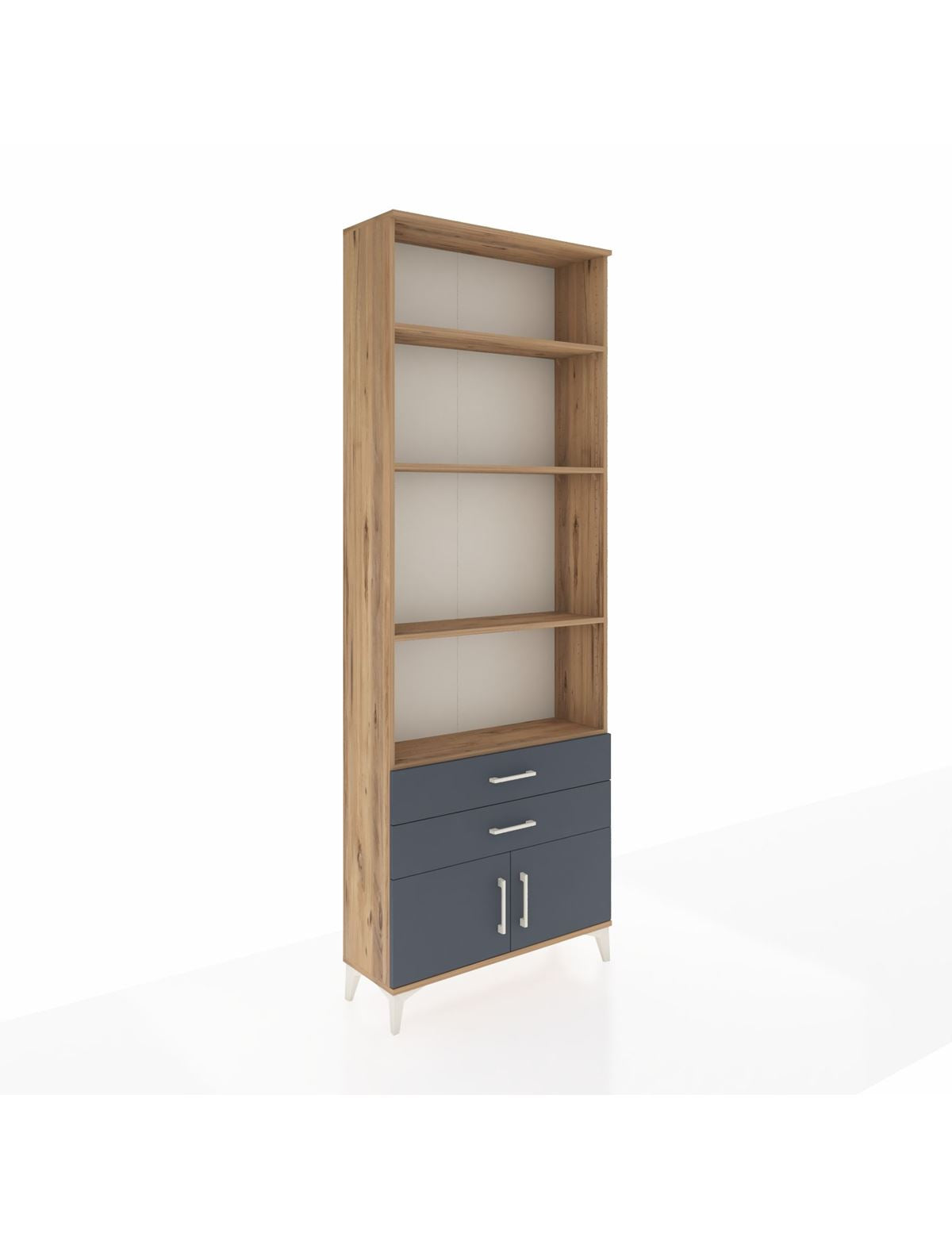 Arges Dolap 4 Raflı 2 Çekmeceli 2 Kapaklı 88x30x243 Çam-Antrasit