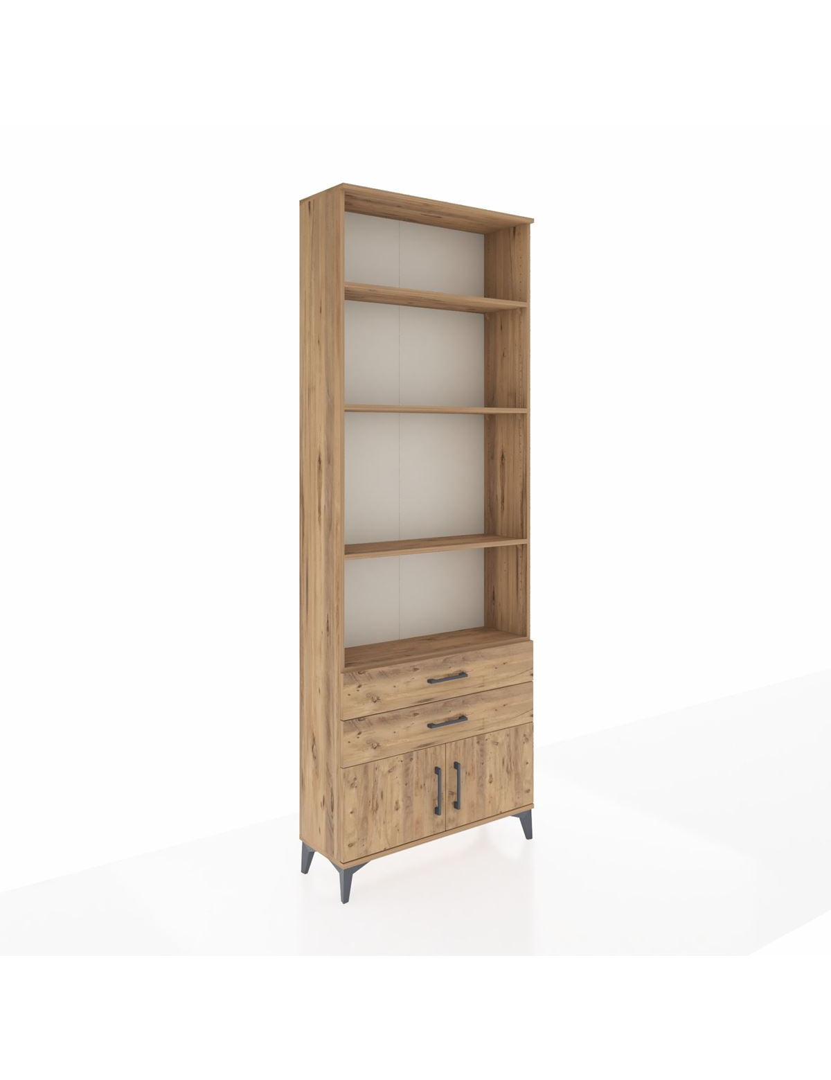 Arges Dolap 4 Raflı 2 Çekmeceli 2 Kapaklı 88x30x243 Çam-Çam