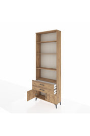 Arges Dolap 4 Raflı 2 Çekmeceli 2 Kapaklı 88x30x243 Çam-Çam