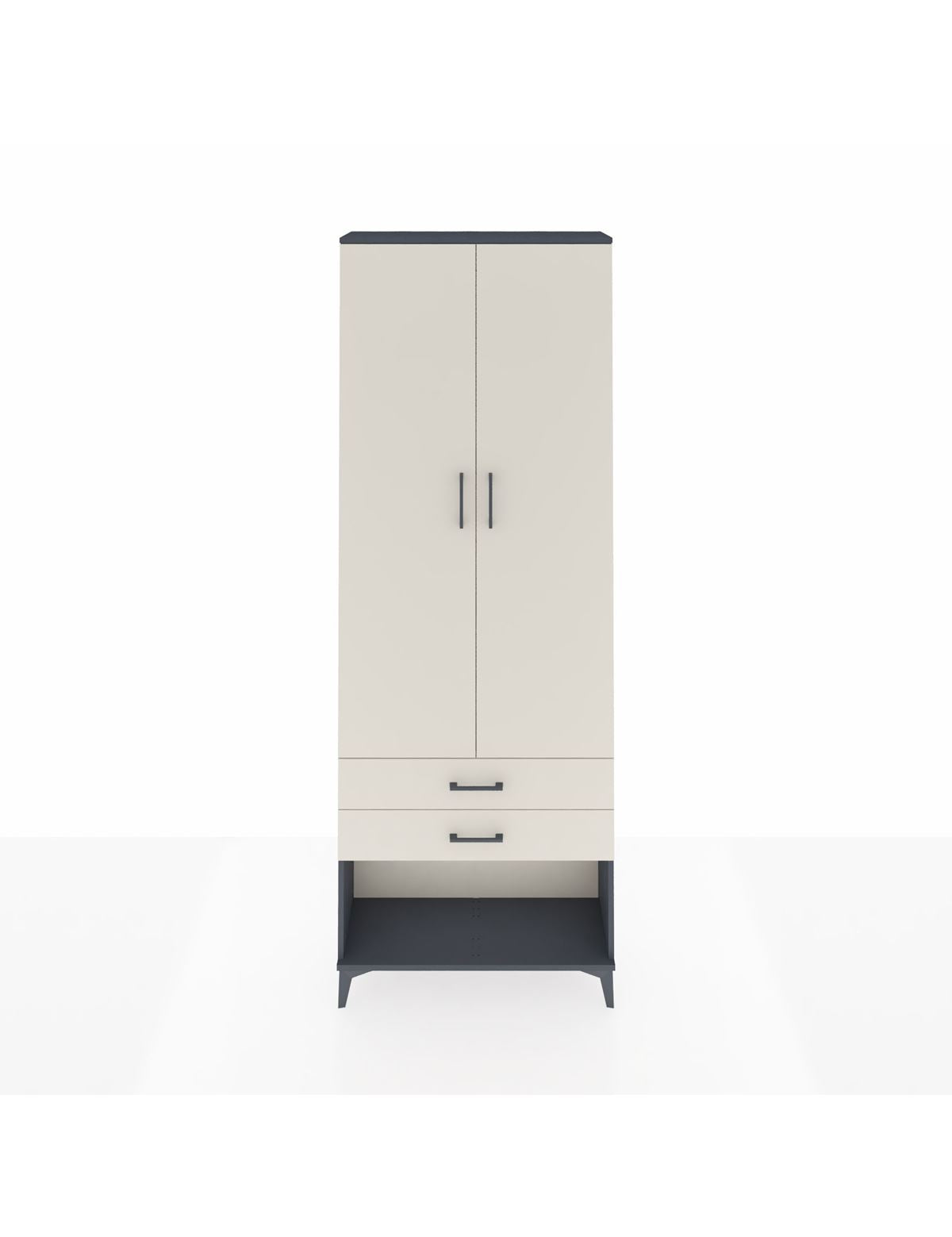 Arges Dolap 4 Raflı 2 Çekmeceli 2 Kapaklı 88x30x243 Antrasit-Aytaşı