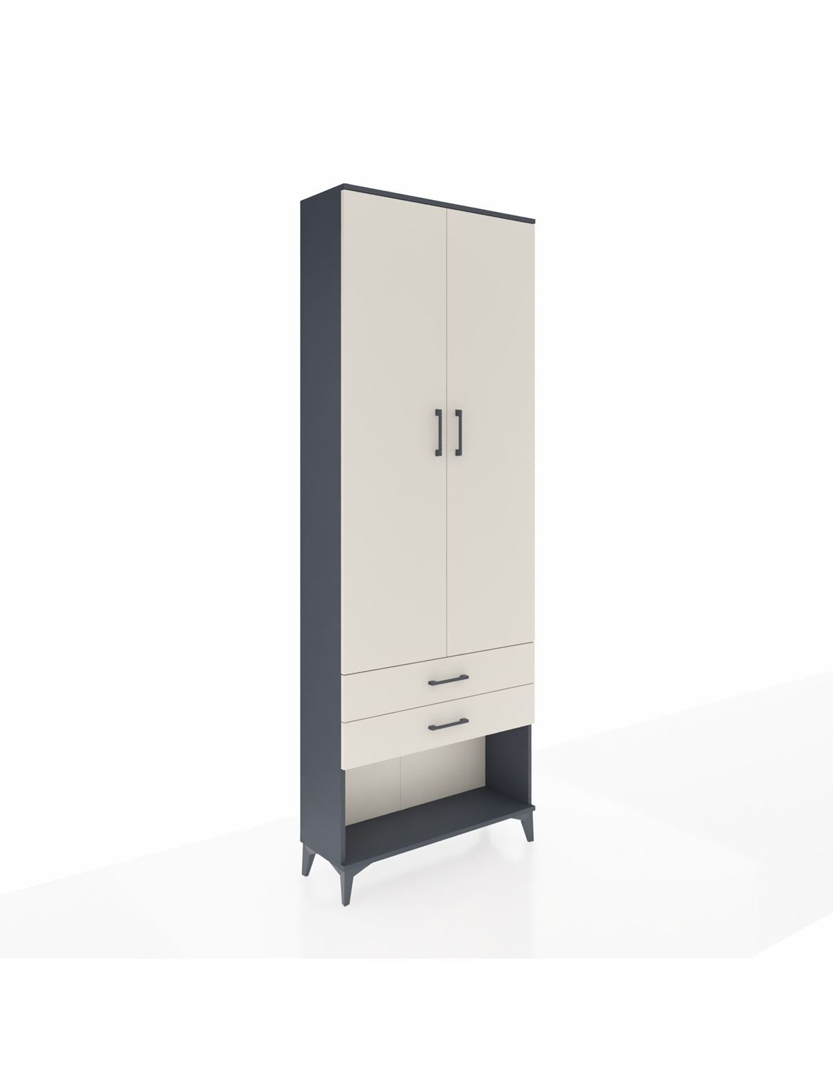 Arges Dolap 4 Raflı 2 Çekmeceli 2 Kapaklı 88x30x243 Antrasit-Aytaşı