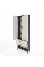 Arges Dolap 4 Raflı 2 Çekmeceli 2 Kapaklı 88x30x243 Antrasit-Aytaşı