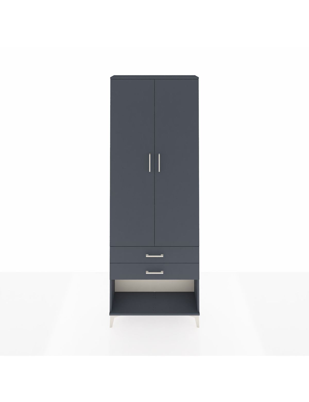 Arges Dolap 4 Raflı 2 Çekmeceli 2 Kapaklı 88x30x243 Antrasit-Antrasit