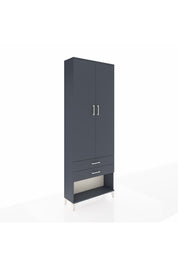 Arges Dolap 4 Raflı 2 Çekmeceli 2 Kapaklı 88x30x243 Antrasit-Antrasit