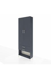 Arges Dolap 4 Raflı 2 Çekmeceli 2 Kapaklı 88x30x243 Antrasit-Antrasit