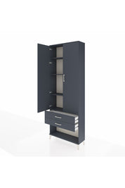 Arges Dolap 4 Raflı 2 Çekmeceli 2 Kapaklı 88x30x243 Antrasit-Antrasit