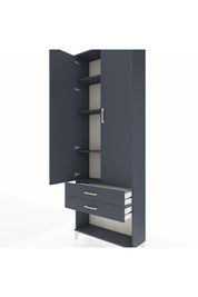 Arges Dolap 4 Raflı 2 Çekmeceli 2 Kapaklı 88x30x243 Antrasit-Antrasit