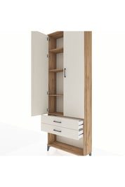 Arges Dolap 4 Raflı 2 Çekmeceli 2 Kapaklı 88x30x243 Çam-Aytaşı