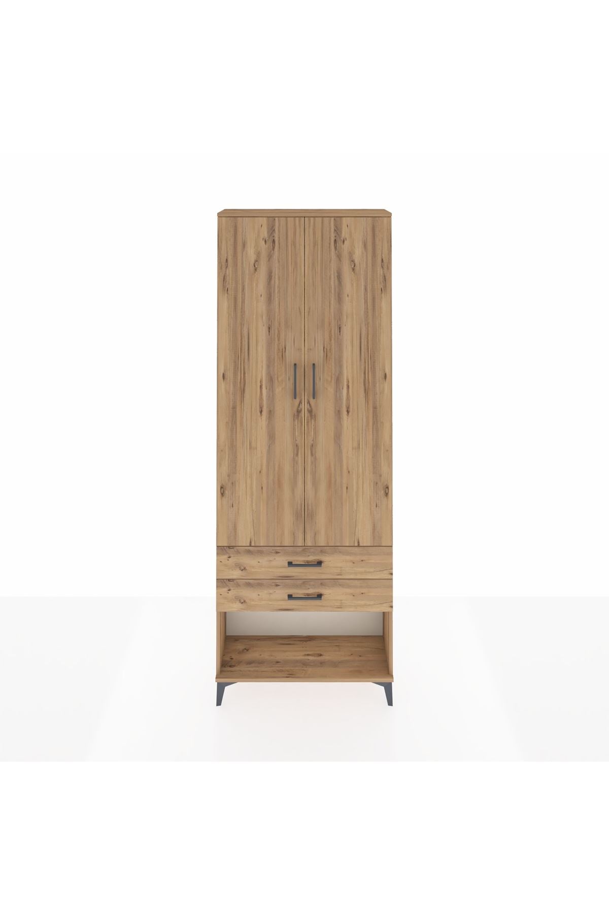 Arges Dolap 4 Raflı 2 Çekmeceli 2 Kapaklı 88x30x243 Çam-Çam