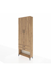 Arges Dolap 4 Raflı 2 Çekmeceli 2 Kapaklı 88x30x243 Çam-Çam