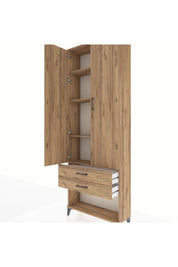 Arges Dolap 4 Raflı 2 Çekmeceli 2 Kapaklı 88x30x243 Çam-Çam