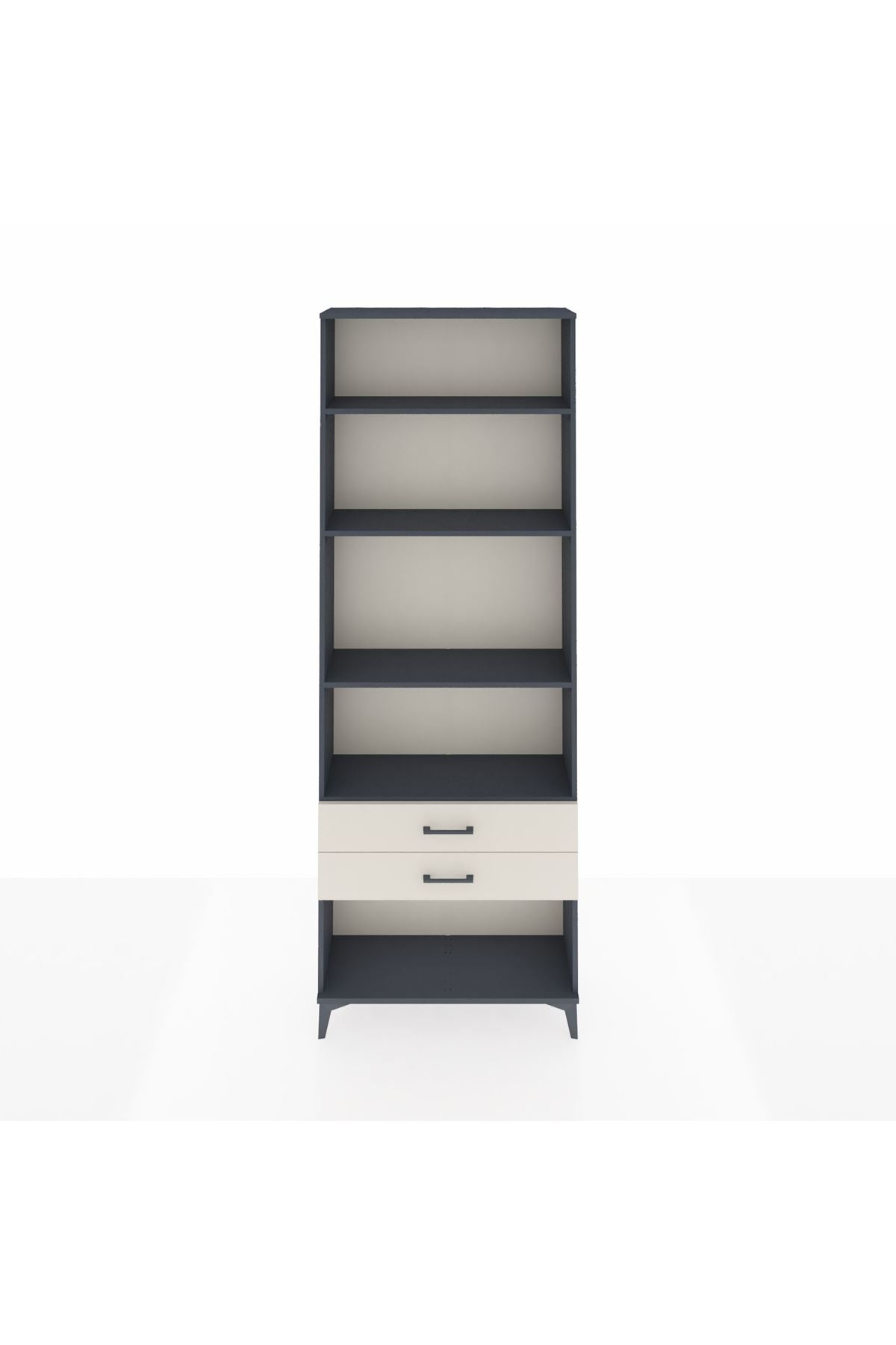 Arges Dolap 4 Raflı 2 Çekmeceli 88x30x243 Antrasit-Aytaşı