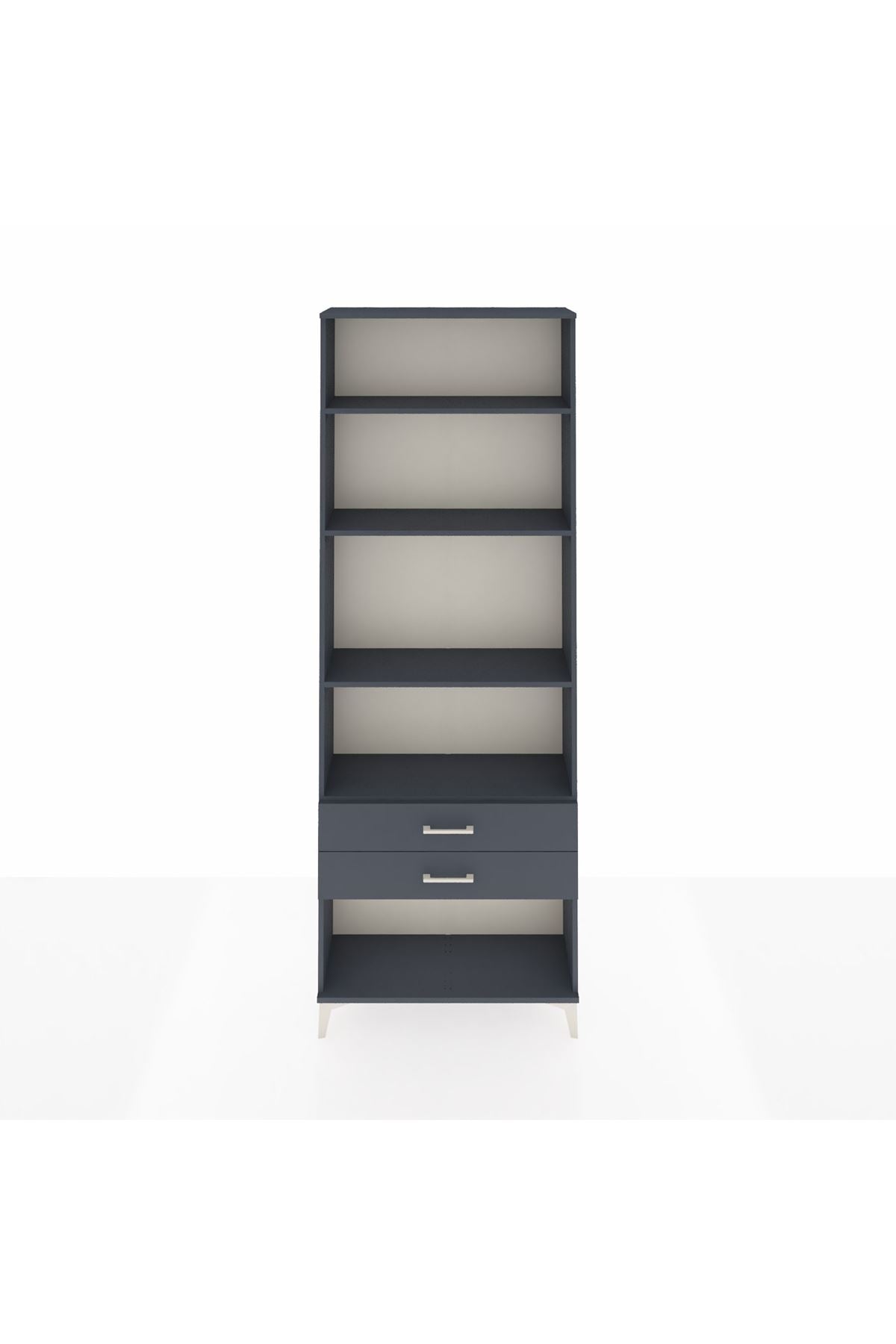 Arges Dolap 4 Raflı 2 Çekmeceli 88x30x243 Antrasit-Antrasit