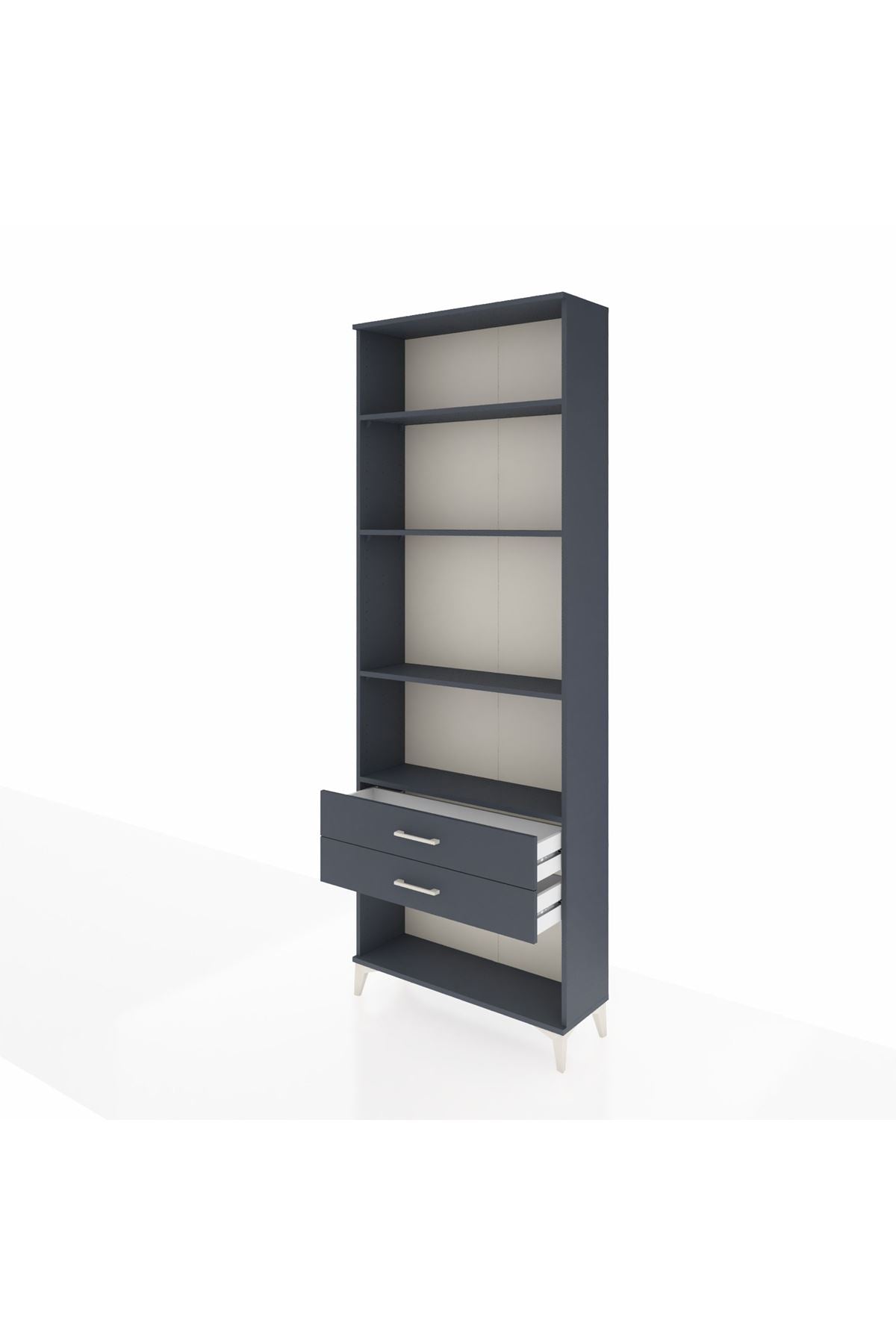 Arges Dolap 4 Raflı 2 Çekmeceli 88x30x243 Antrasit-Antrasit