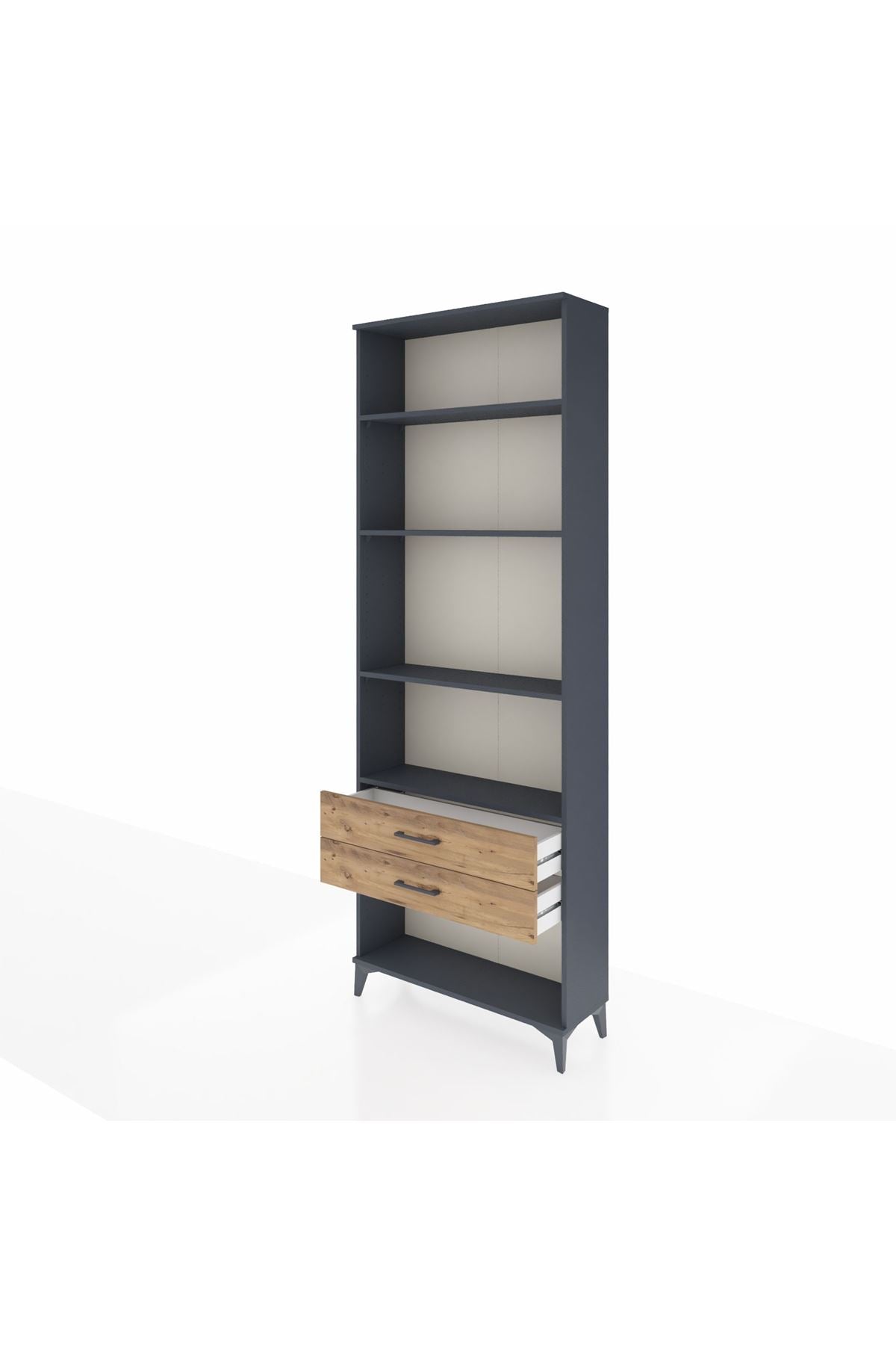 Arges Dolap 4 Raflı 2 Çekmeceli 88x30x243 Antrasit-Çam