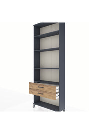 Arges Dolap 4 Raflı 2 Çekmeceli 88x30x243 Antrasit-Çam