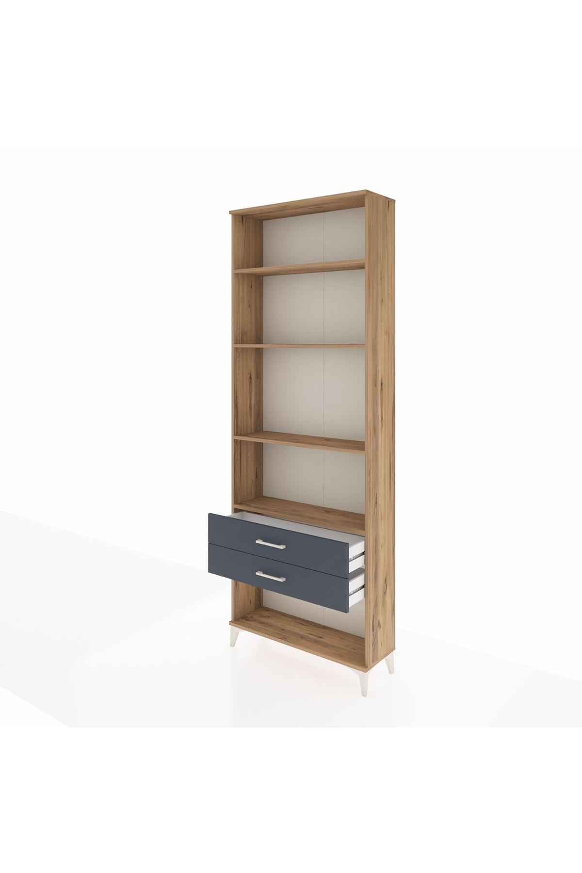 Arges Dolap 4 Raflı 2 Çekmeceli 88x30x243 Çam-Antrasit