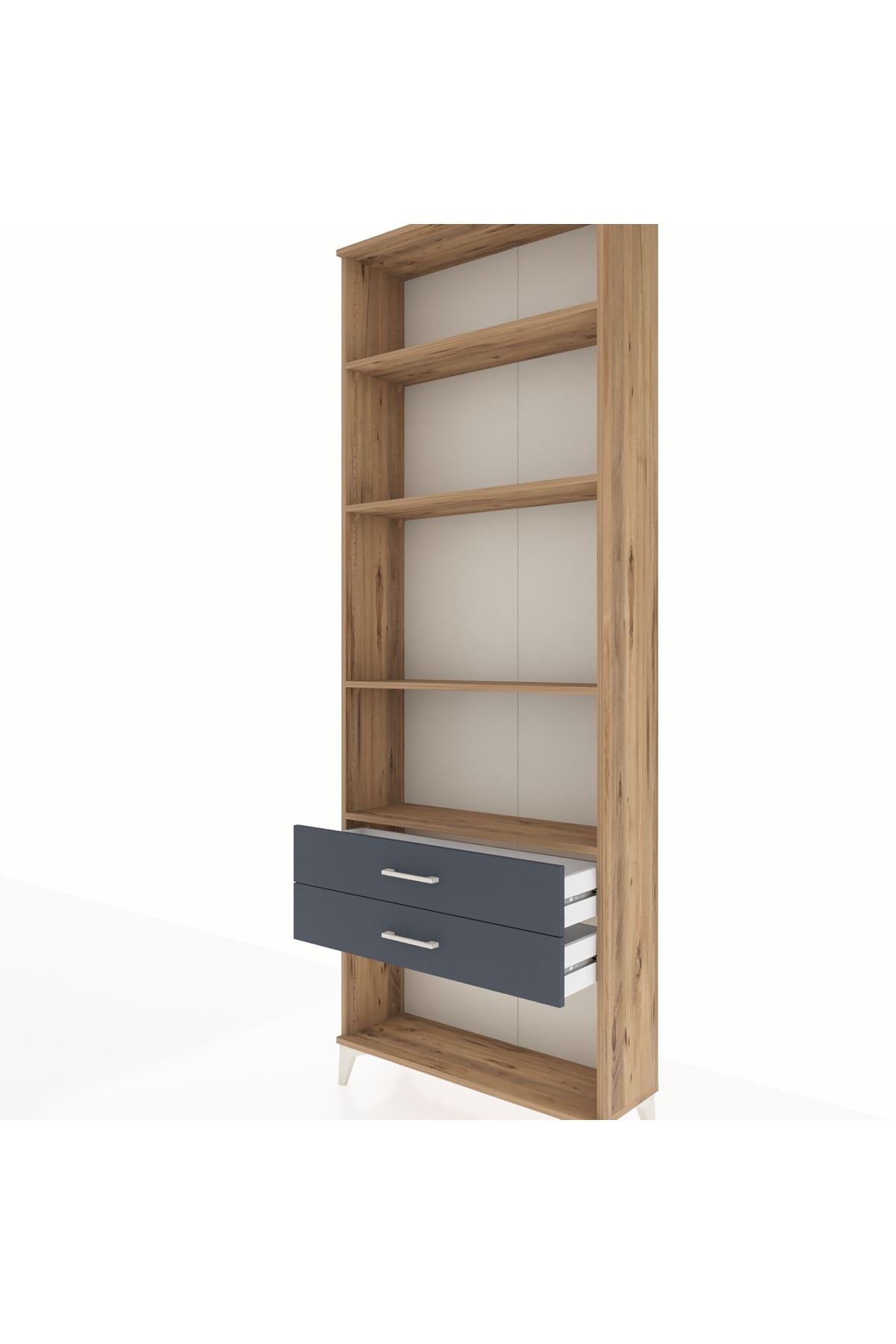 Arges Dolap 4 Raflı 2 Çekmeceli 88x30x243 Çam-Antrasit