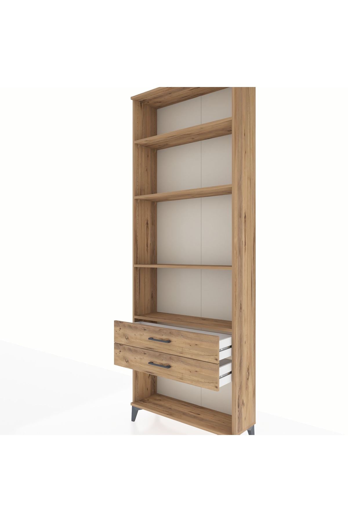 Arges Dolap 4 Raflı 2 Çekmeceli 88x30x243 Çam-Çam