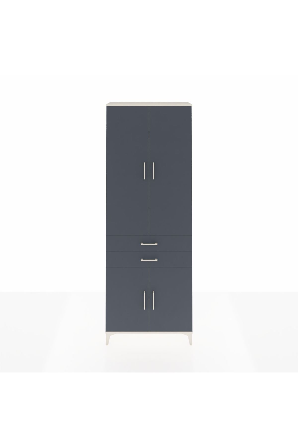 Arges Dolap 5 Raflı 2 Çekmeceli 4 Kapaklı 88x30x243 Aytaşı-Antrasit