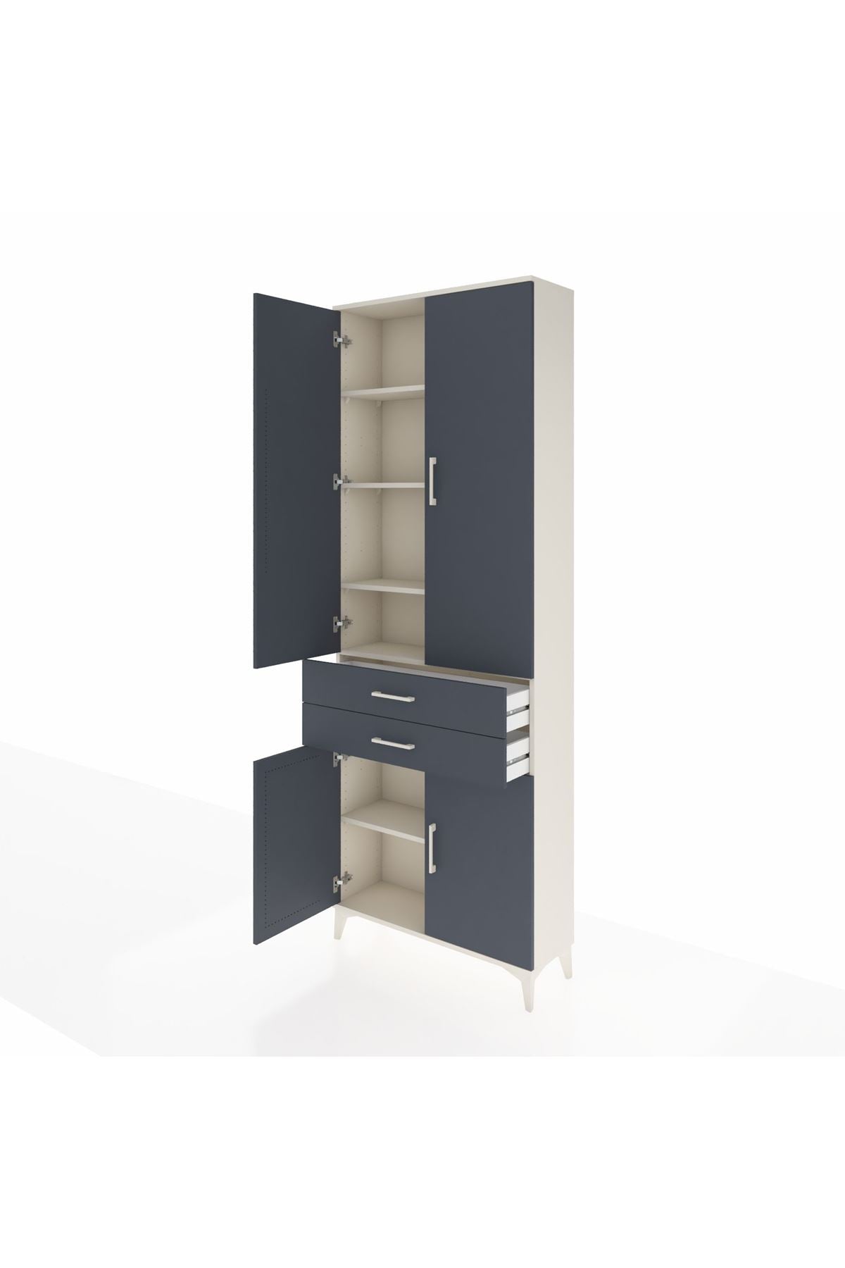 Arges Dolap 5 Raflı 2 Çekmeceli 4 Kapaklı 88x30x243 Aytaşı-Antrasit