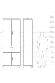 Arges Dolap 5 Raflı 2 Çekmeceli 4 Kapaklı 88x30x243 Aytaşı-Antrasit