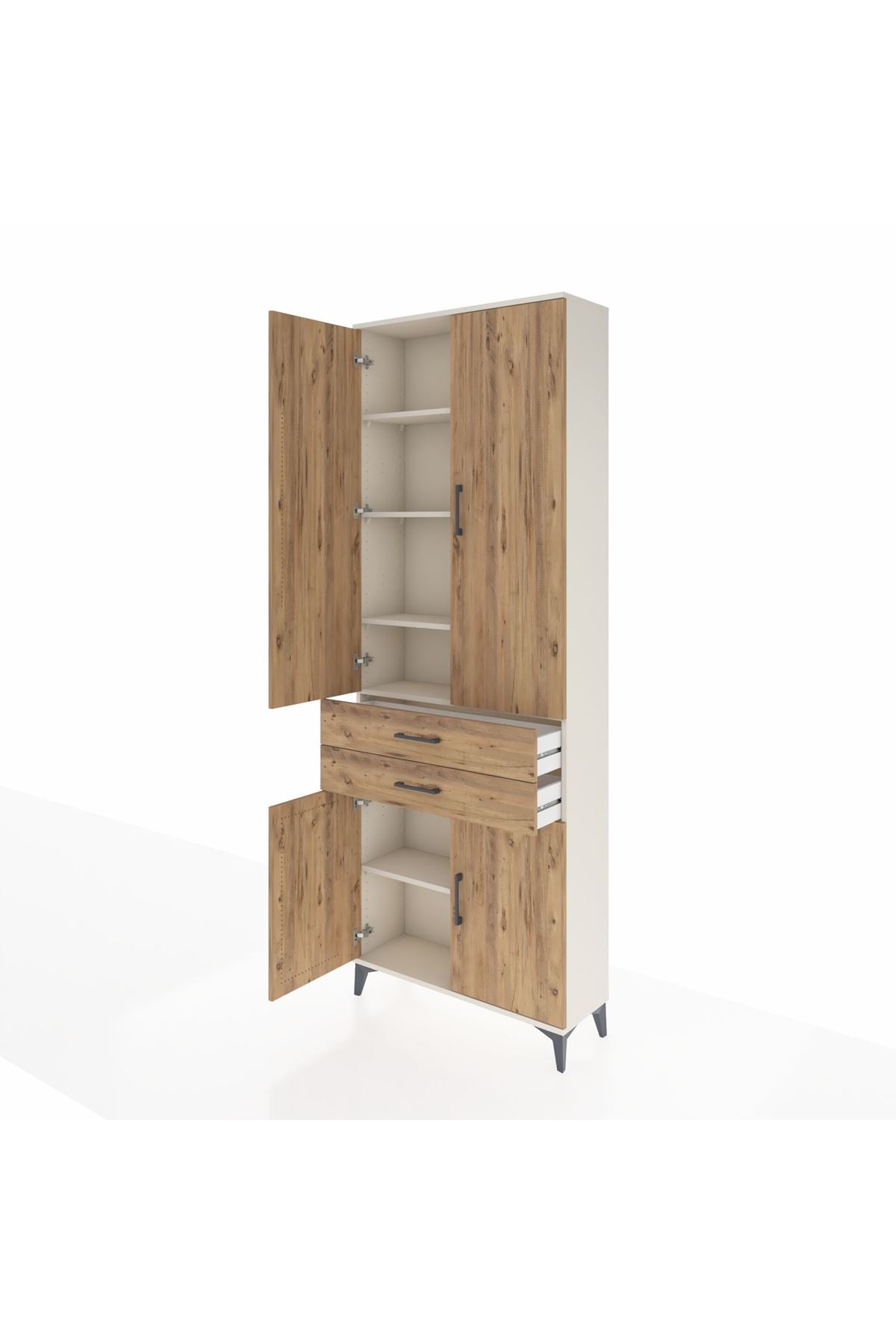 Arges Dolap 5 Raflı 2 Çekmeceli 4 Kapaklı 88x30x243 Aytaşı-Çam