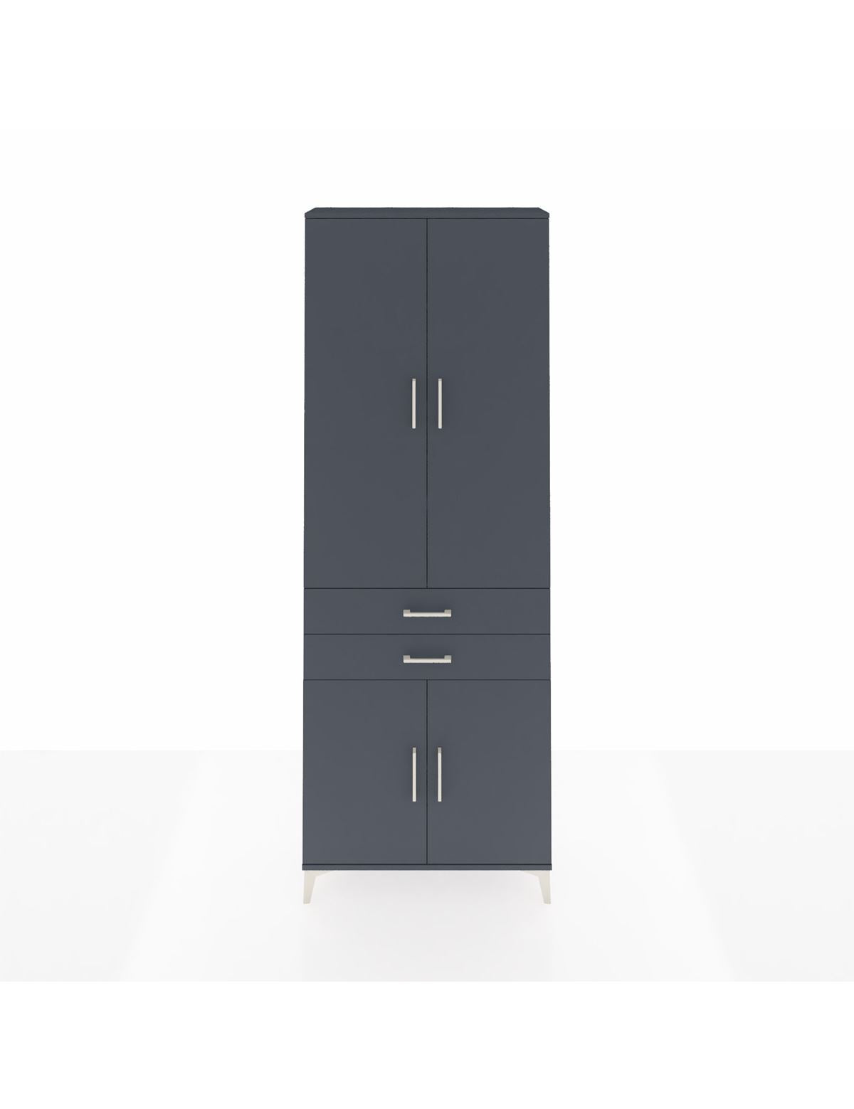 Arges Dolap 5 Raflı 2 Çekmeceli 4 Kapaklı 88x30x243 Antrasit-Antrasit