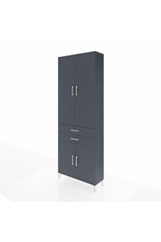 Arges Dolap 5 Raflı 2 Çekmeceli 4 Kapaklı 88x30x243 Antrasit-Antrasit