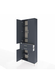 Arges Dolap 5 Raflı 2 Çekmeceli 4 Kapaklı 88x30x243 Antrasit-Antrasit