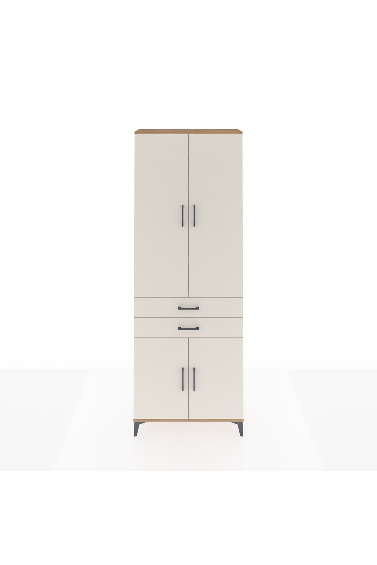 Arges Dolap 5 Raflı 2 Çekmeceli 4 Kapaklı 88x30x243 Çam-Aytaşı