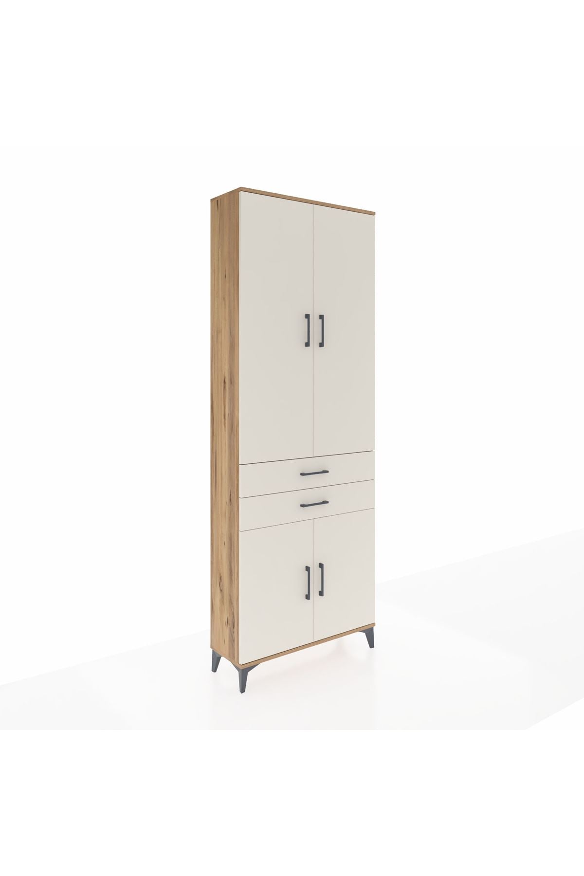 Arges Dolap 5 Raflı 2 Çekmeceli 4 Kapaklı 88x30x243 Çam-Aytaşı