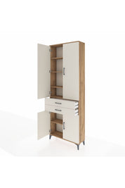 Arges Dolap 5 Raflı 2 Çekmeceli 4 Kapaklı 88x30x243 Çam-Aytaşı