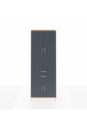 Arges Dolap 5 Raflı 2 Çekmeceli 4 Kapaklı 88x30x243 Çam-Antrasit