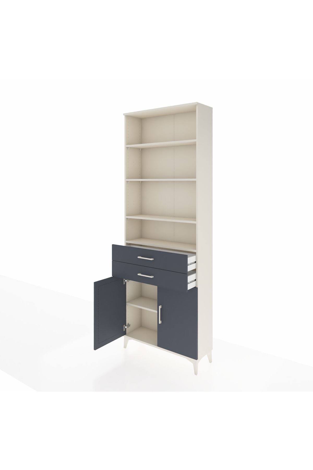 Arges Dolap 5 Raflı 2 Çekmeceli 2 Kapaklı 88x30x243 Aytaşı-Antrasit