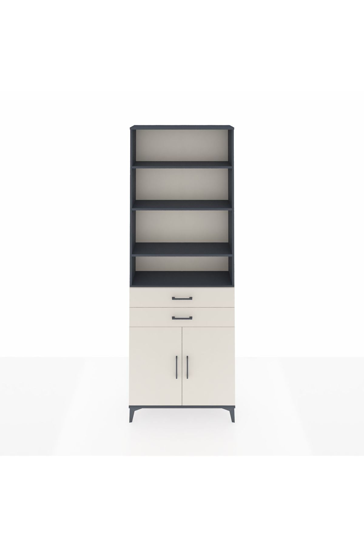 Arges Dolap 5 Raflı 2 Çekmeceli 2 Kapaklı 88x30x243 Antrasit-Aytaşı