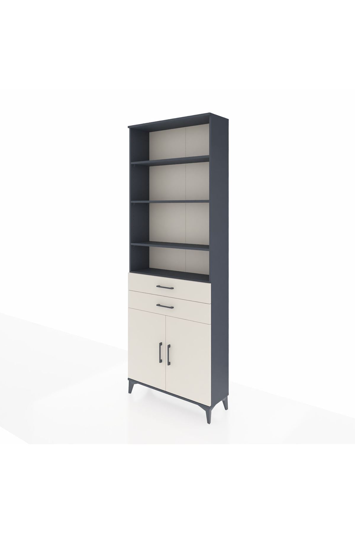 Arges Dolap 5 Raflı 2 Çekmeceli 2 Kapaklı 88x30x243 Antrasit-Aytaşı