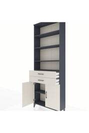 Arges Dolap 5 Raflı 2 Çekmeceli 2 Kapaklı 88x30x243 Antrasit-Aytaşı