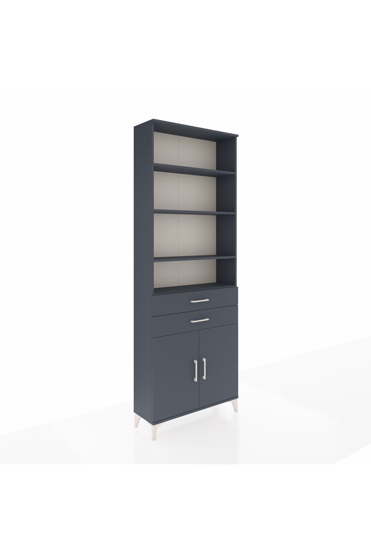 Arges Dolap 5 Raflı 2 Çekmeceli 2 Kapaklı 88x30x243 Antrasit-Antrasit