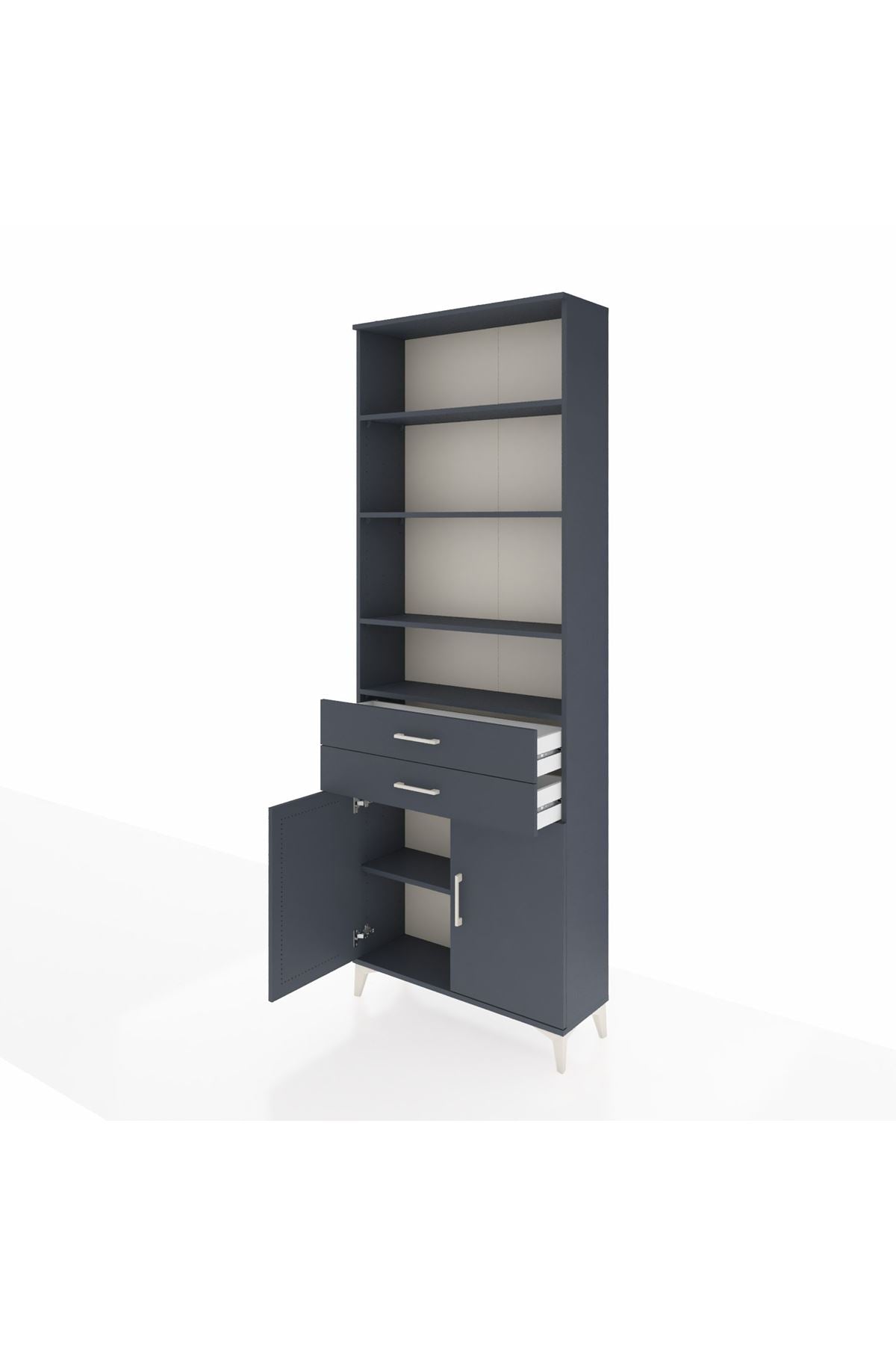 Arges Dolap 5 Raflı 2 Çekmeceli 2 Kapaklı 88x30x243 Antrasit-Antrasit