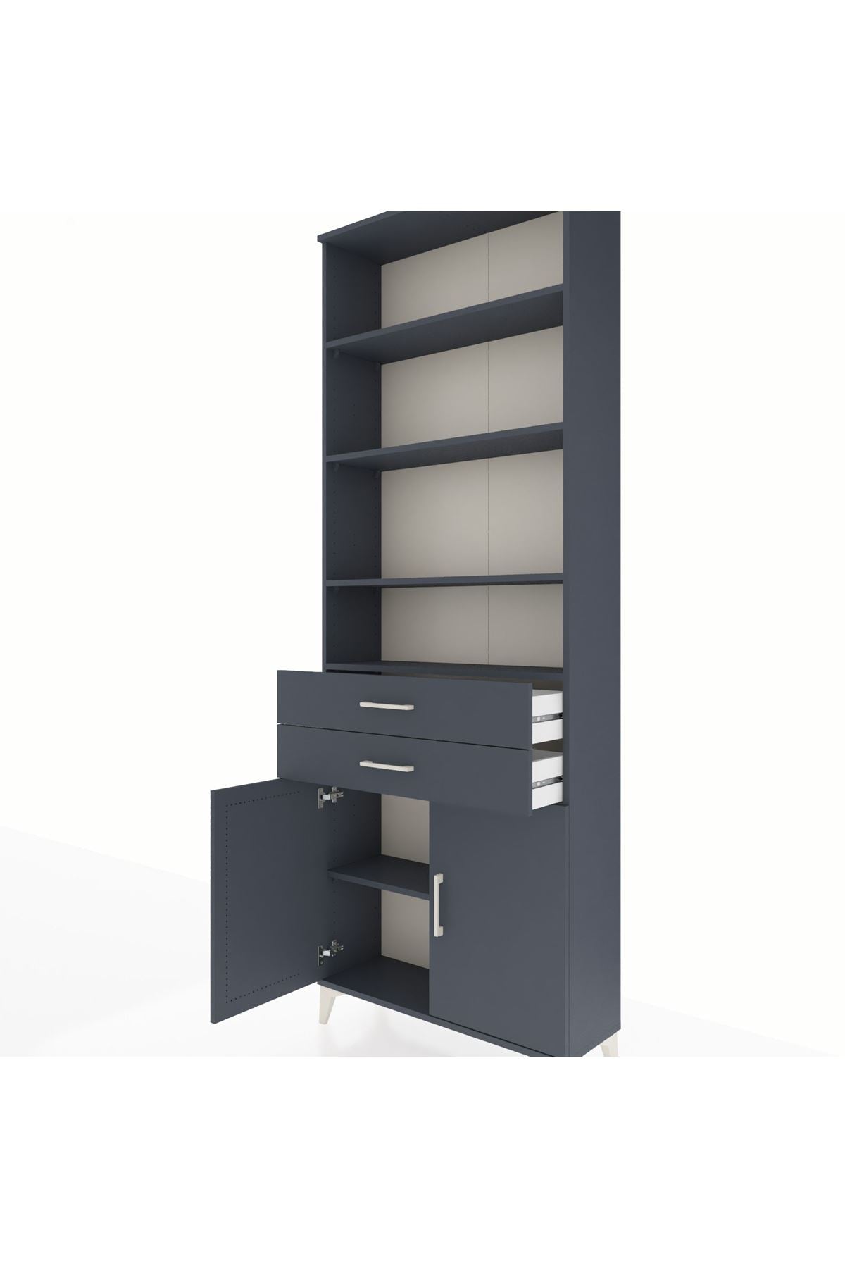 Arges Dolap 5 Raflı 2 Çekmeceli 2 Kapaklı 88x30x243 Antrasit-Antrasit