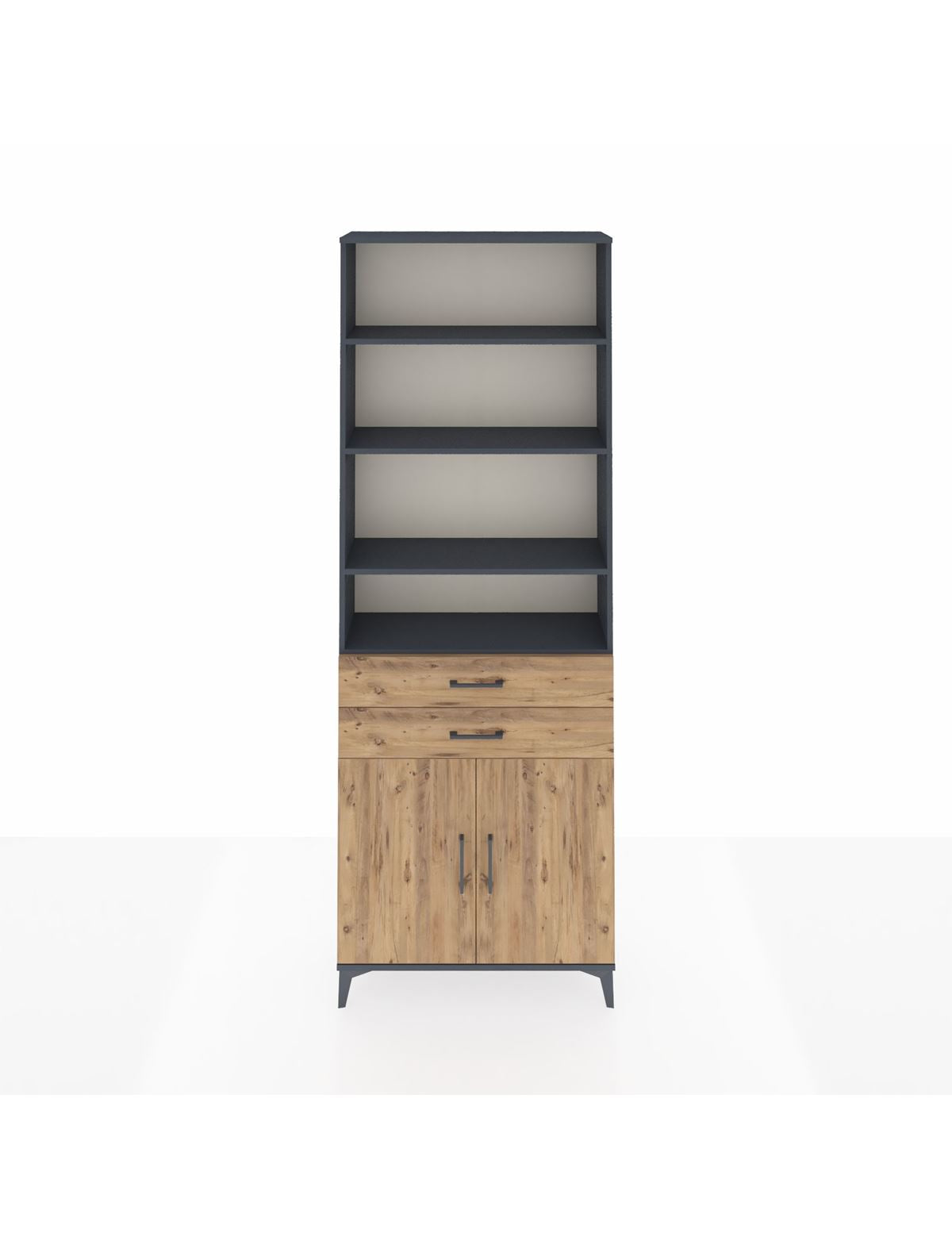 Arges Dolap 5 Raflı 2 Çekmeceli 2 Kapaklı 88x30x243 Antrasit-Çam