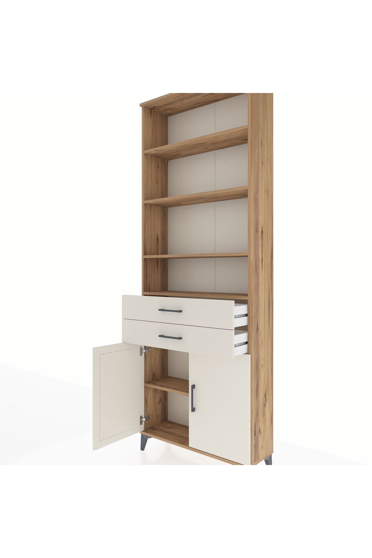 Arges Dolap 5 Raflı 2 Çekmeceli 2 Kapaklı 88x30x243 Çam-Aytaşı