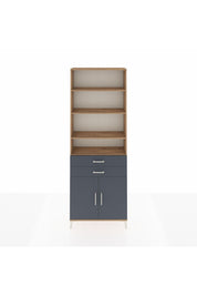 Arges Dolap 5 Raflı 2 Çekmeceli 2 Kapaklı 88x30x243 Çam-Antrasit