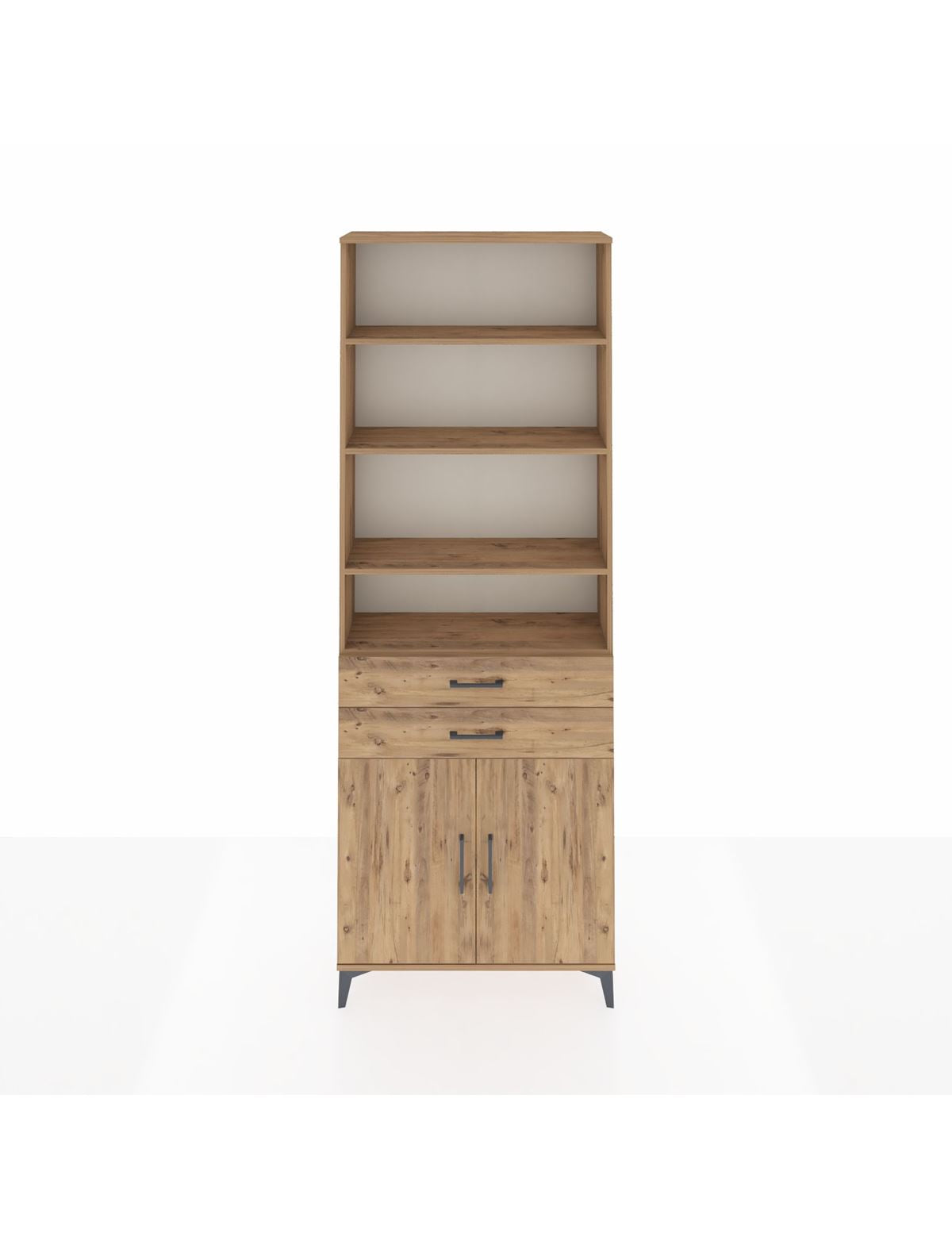 Arges Dolap 5 Raflı 2 Çekmeceli 2 Kapaklı 88x30x243 Çam-Çam