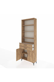 Arges Dolap 5 Raflı 2 Çekmeceli 2 Kapaklı 88x30x243 Çam-Çam